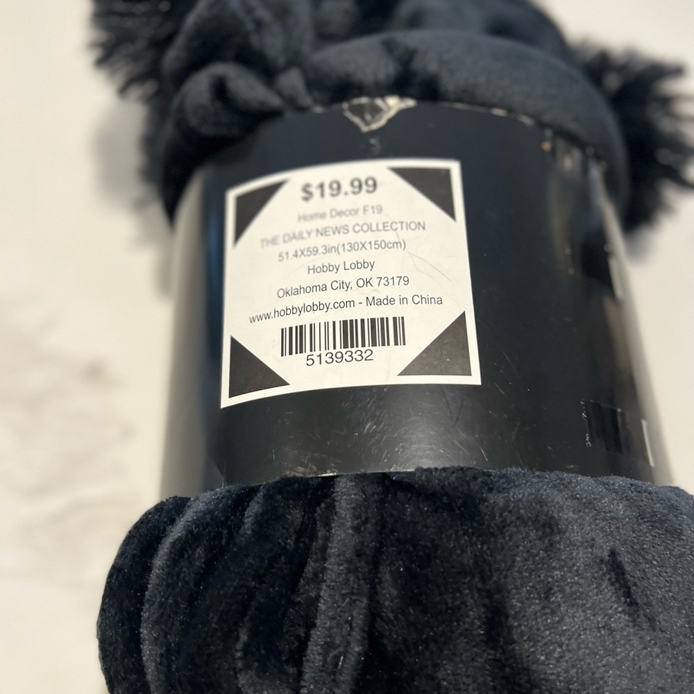 Hobby Lobby Black Faux Pom Pom Throw